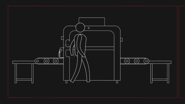 人過安檢門，物過安檢機